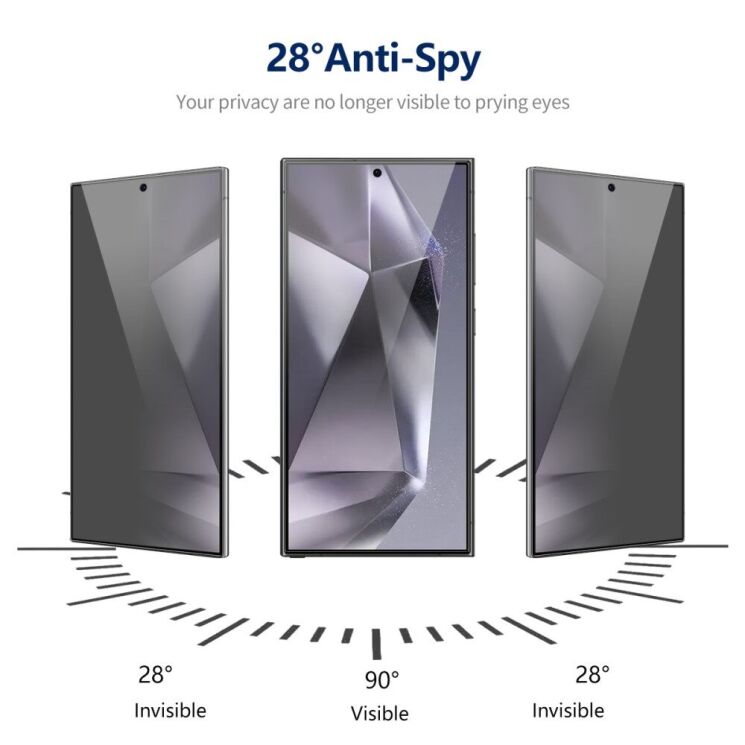 Защитное стекло HAT PRINCE Anti-Spy для Samsung Galaxy S24 Ultra (S928) - Black: фото 5 из 8