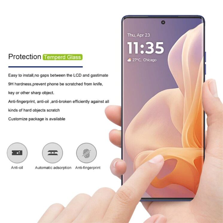 Защитное стекло MOCOLO 3D Curved Full Size для Motorola Moto G85 - Black: фото 6 из 8