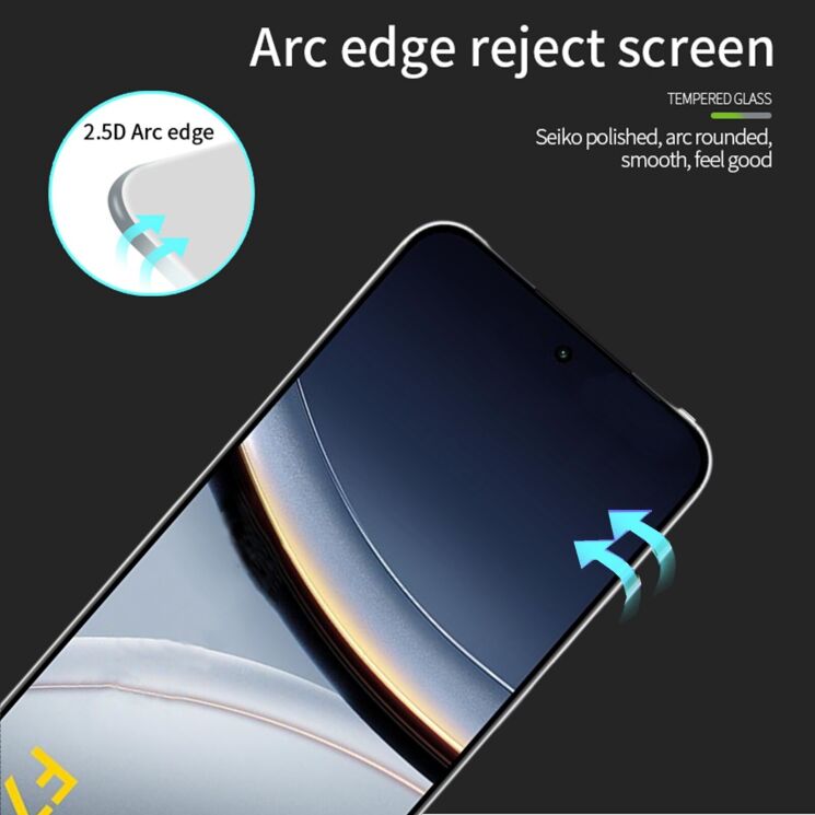 Защитное стекло MOFI Full Glue Protect для Xiaomi Poco F7 - Black: фото 3 из 9
