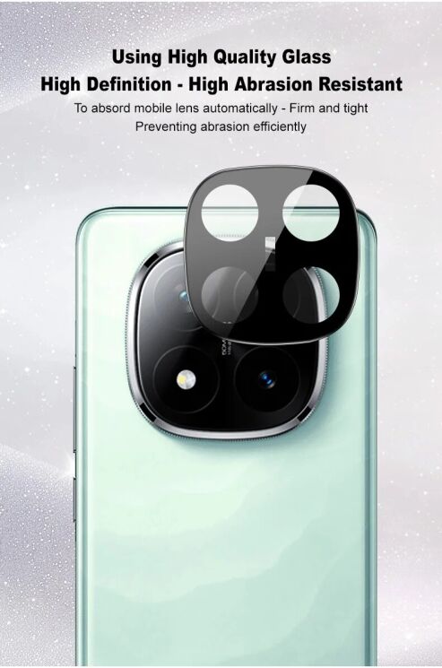 Защитное стекло на камеру IMAK Black Glass Lens для Xiaomi Redmi Note 14 Pro Plus - Black: фото 5 из 8