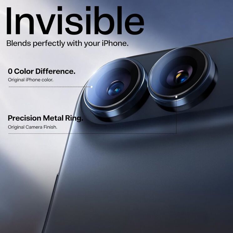 Защитное стекло на камеру TORRAS Lensguard для Apple iPhone Duo - Navy Blue: фото 6 из 7