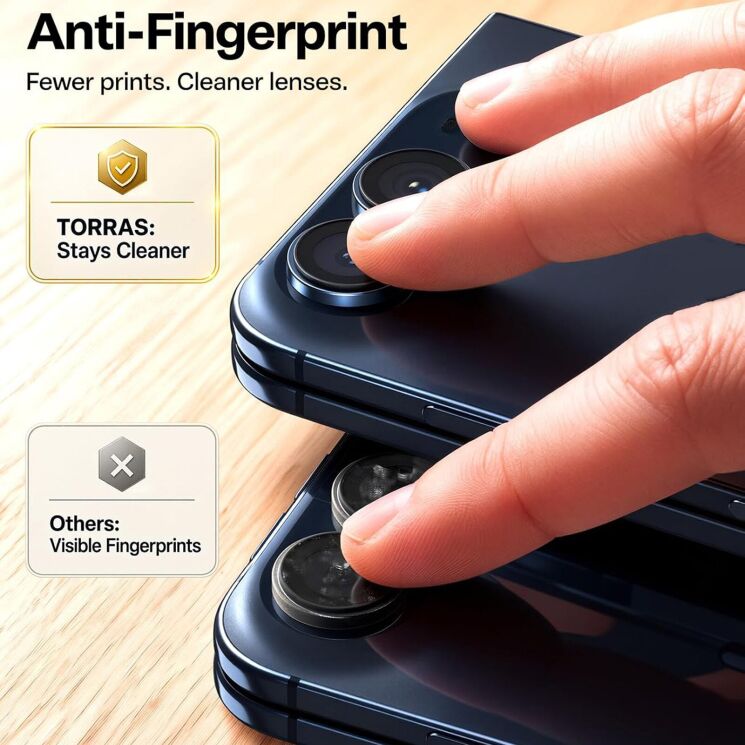 Защитное стекло на камеру TORRAS Lensguard для Apple iPhone Duo - Navy Blue: фото 4 из 7