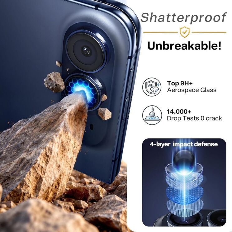Защитное стекло на камеру TORRAS Lensguard для Apple iPhone Duo - Navy Blue: фото 3 из 7