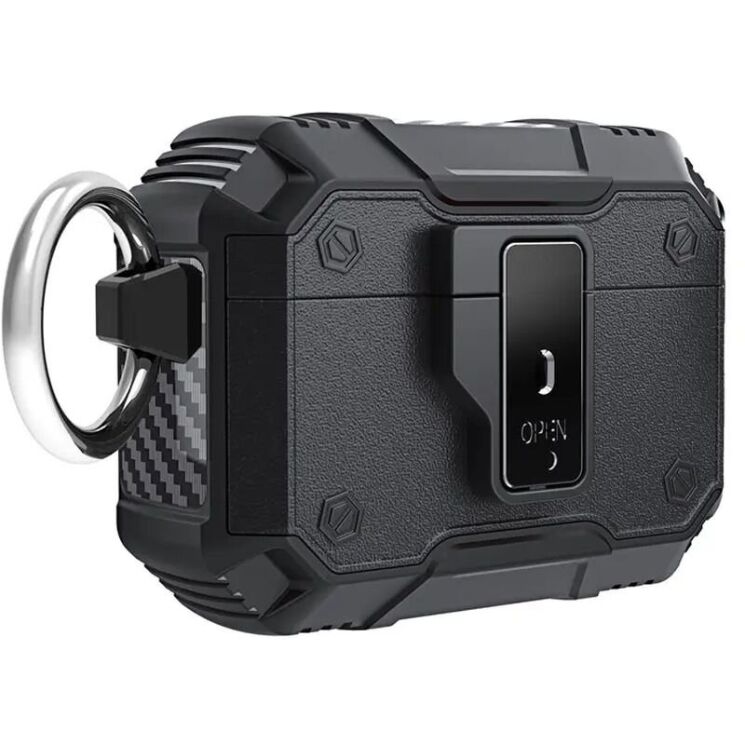 Захисний чохол Deexe Button Lock для Apple AirPods Pro 2 - Black: фото 1 з 8