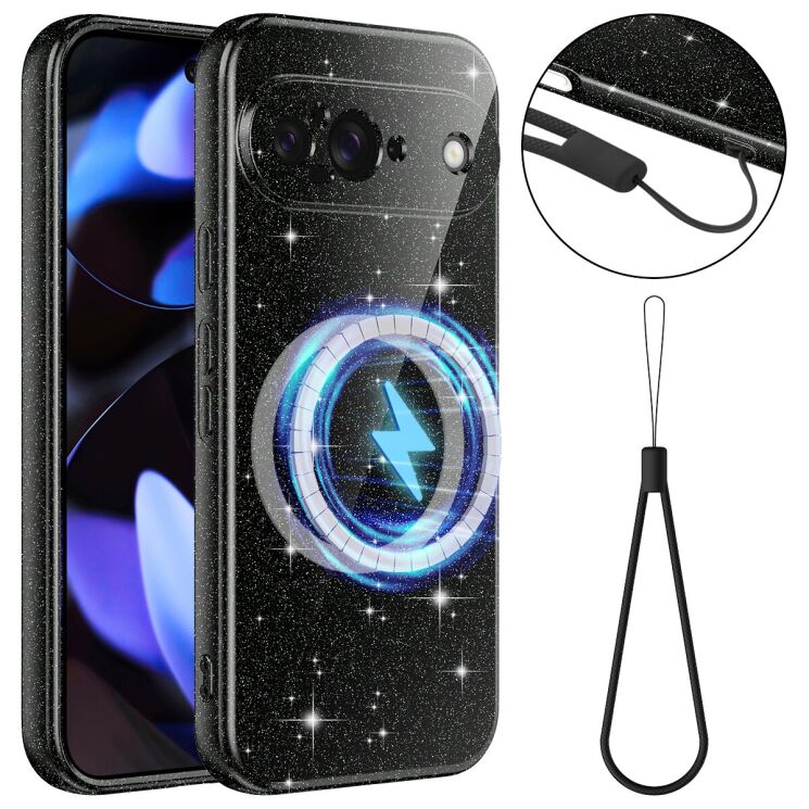 Захисний чохол Deexe Glitter Case with MagSafe для Google Pixel 9 - Black: фото 1 з 7