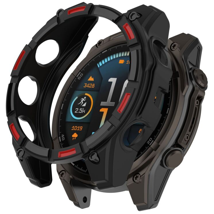 Захисний чохол Deexe Hollow Cover для Garmin Quatix 8 (51mm) - Black / Red: фото 1 з 7