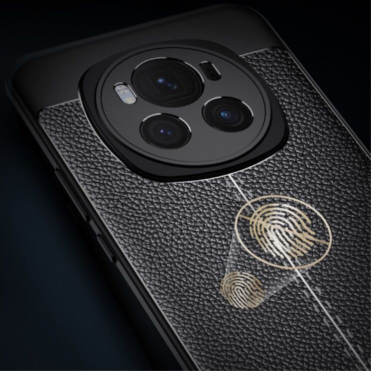 Защитный чехол Deexe Leather Cover для Honor Magic 6 Pro - Black: фото 8 из 10