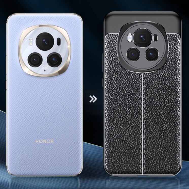 Защитный чехол Deexe Leather Cover для Honor Magic 6 Pro - Black: фото 7 из 10