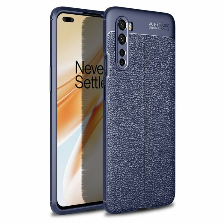 Защитный чехол Deexe Leather Cover для OnePlus Nord - Blue: фото 1 из 10