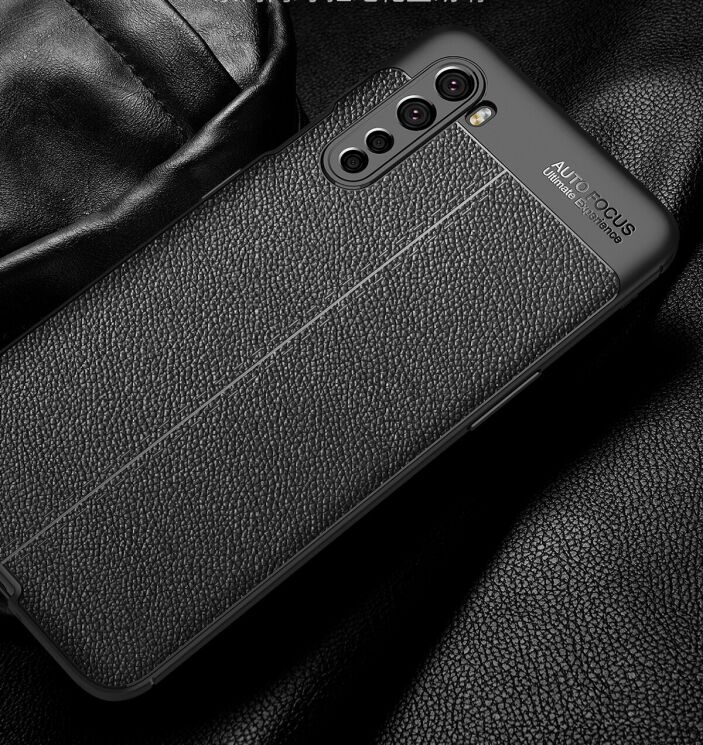 Защитный чехол Deexe Leather Cover для OnePlus Nord - Black: фото 3 из 10