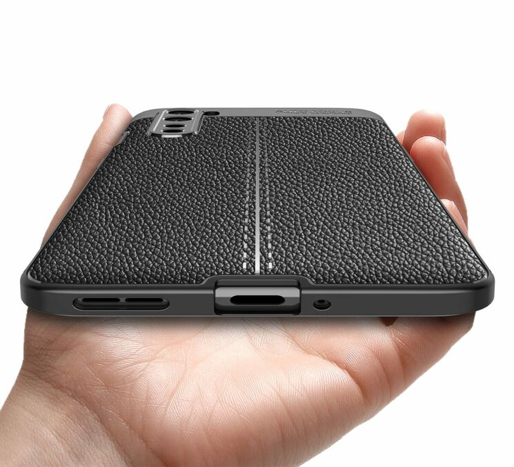 Защитный чехол Deexe Leather Cover для OnePlus Nord - Black: фото 9 из 10