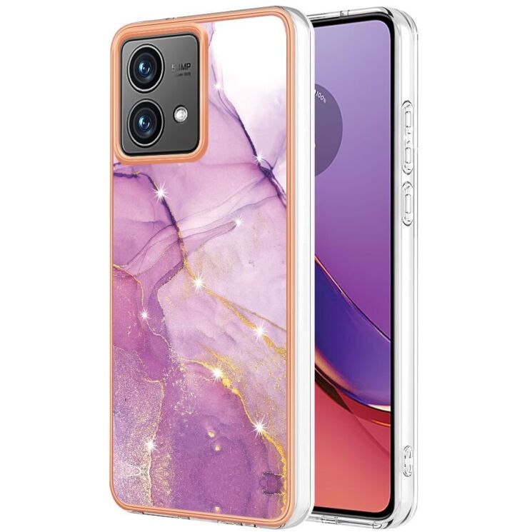 Защитный чехол Deexe Marble Style для Motorola Moto G84 - Light Purple: фото 1 из 6