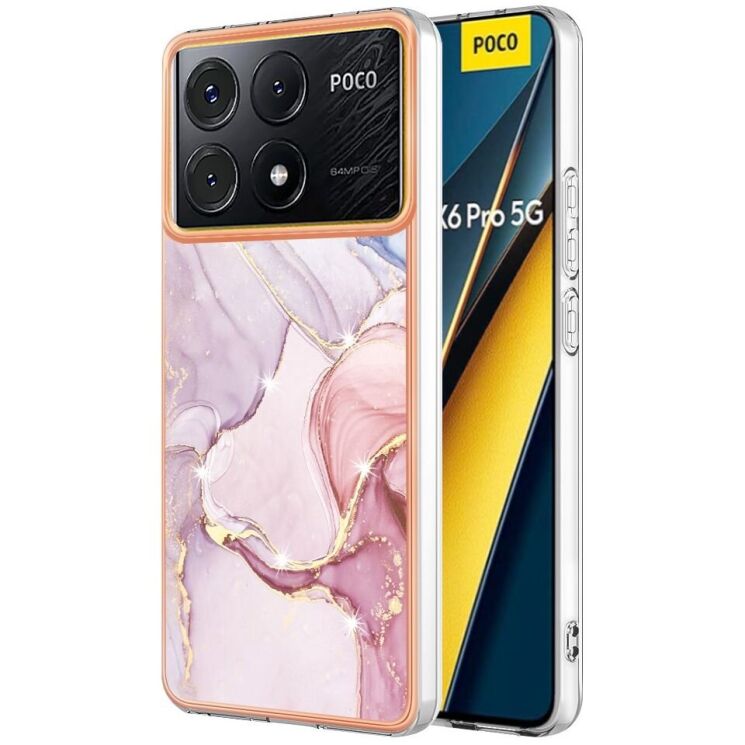 Защитный чехол Deexe Marble Style для Xiaomi Poco X6 Pro - Rose Gold: фото 1 из 6