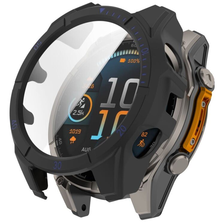 Защитный чехол Deexe Watch Case для Garmin Fenix 8 (43mm) - Black / Blue: фото 1 из 7