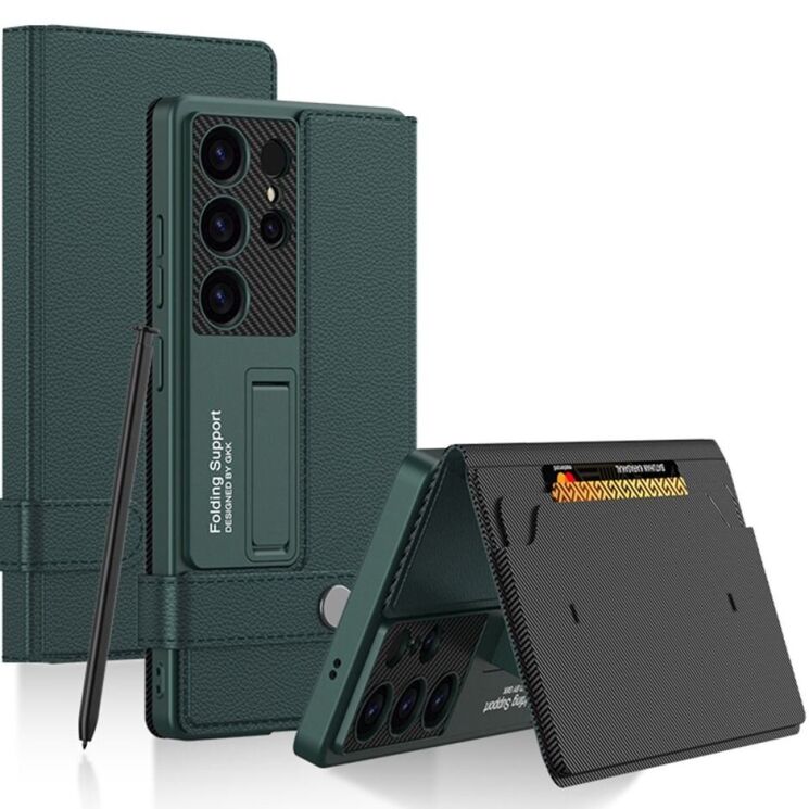 Защитный чехол GKK Card Holder для Samsung Galaxy S25 Ultra (S938) - Green: фото 1 из 9