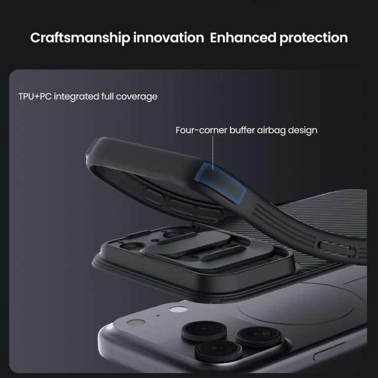 Защитный чехол NILLKIN CamShield Pro для Apple iPhone 17 Pro - Black: фото 8 из 18