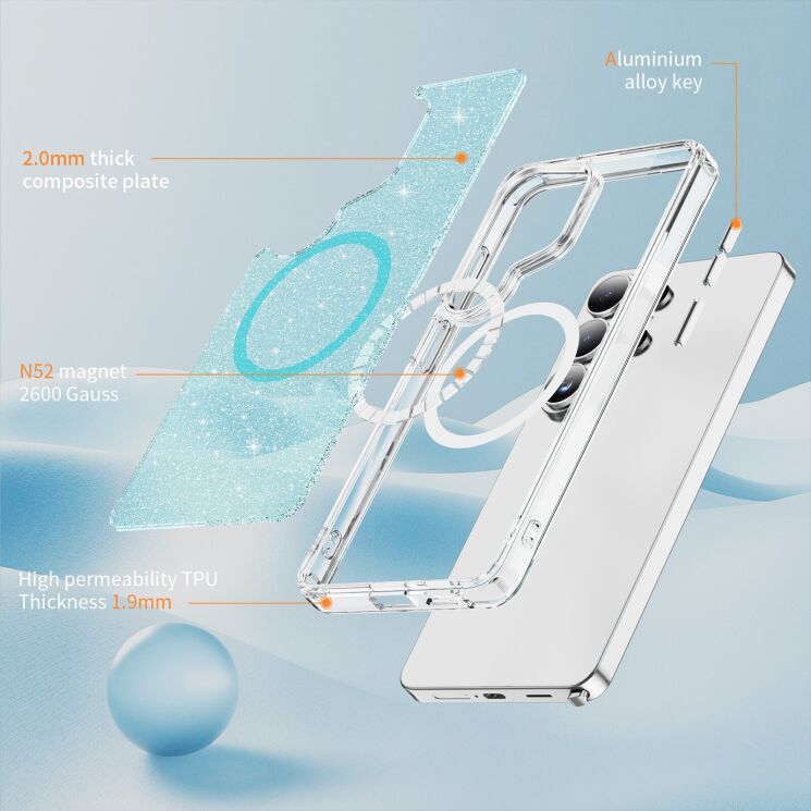 Защитный чехол Reframe Glitter Magnetic Case для Samsung Galaxy S26 Ultra (S948) - Pink: фото 7 из 9