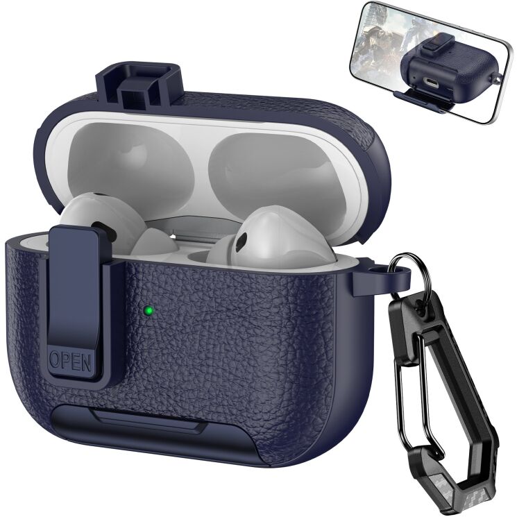 Захисний чохол Reframe Leather Texture для Apple AirPods Pro 2 - Dark Blue (306054DB) Захисний чохол Reframe Leather Texture для Apple AirPods Pro 2 - Dark Blue: фото 1 з 7