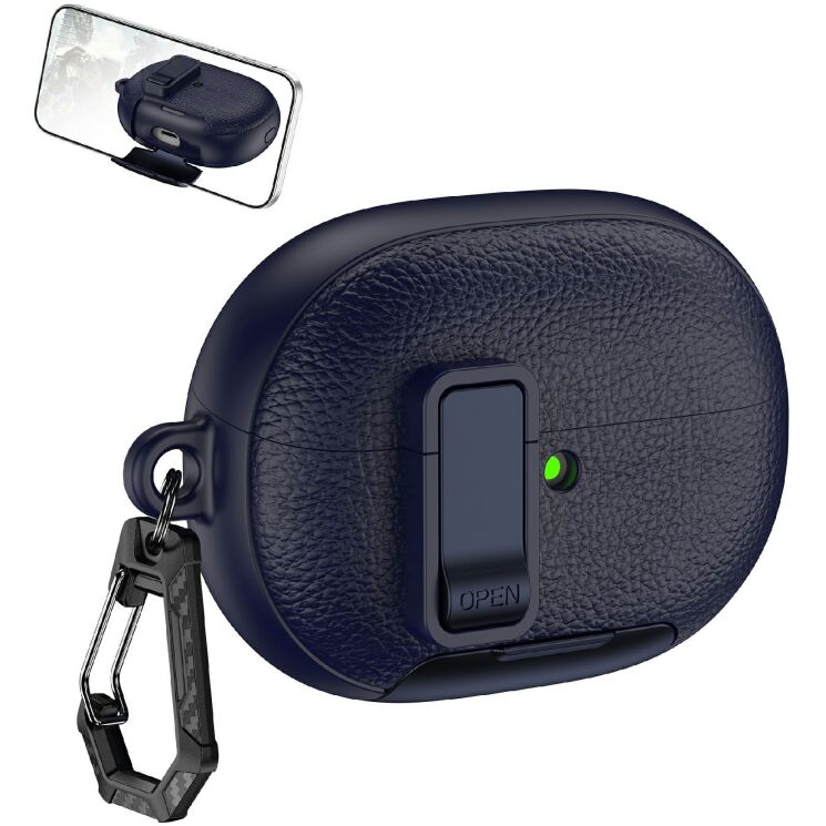 Защитный чехол Reframe Leather Texture для Huawei FreeBuds Pro 5 - Dark Blue: фото 1 из 8