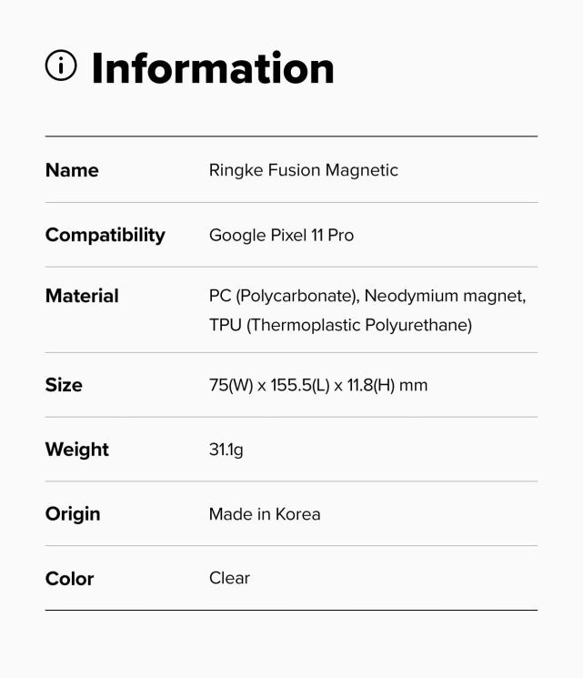 Защитный чехол Ringke Fusion Magnetic для Google Pixel 11 Pro (8800380461055) - Clear: фото 16 из 16