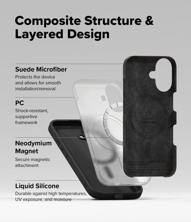 Захисний чохол Ringke Silicone Magnetic для Apple iPhone 16 (8800274960572) - Black: фото 11 з 14