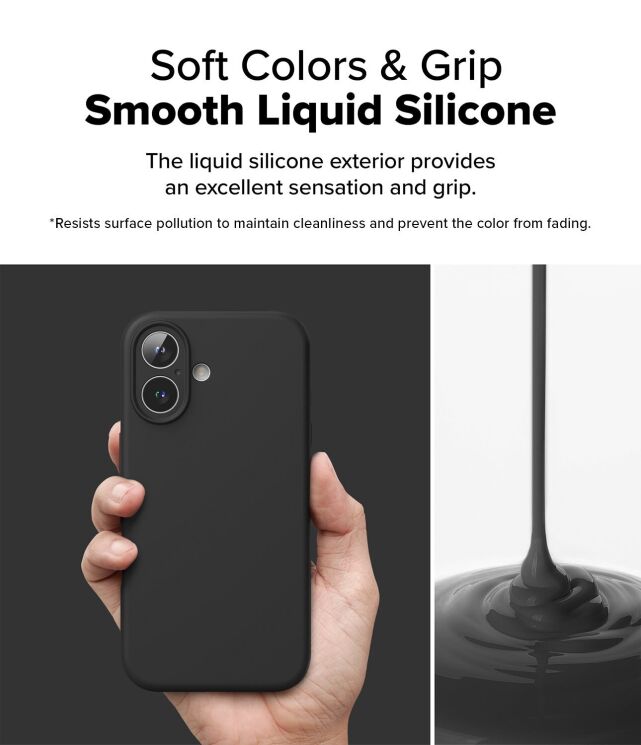 Захисний чохол Ringke Silicone Magnetic для Apple iPhone 16 (8800274960572) - Black: фото 9 з 14