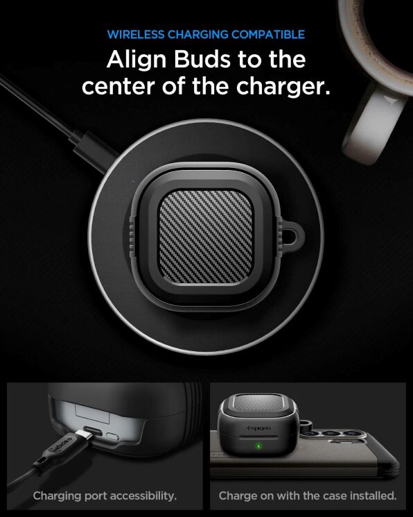 Защитный чехол Spigen Rugged Armor (FH) для Samsung Galaxy Buds 4 / Buds 4 Pro (ACS11200) - Matte Black: фото 12 из 14