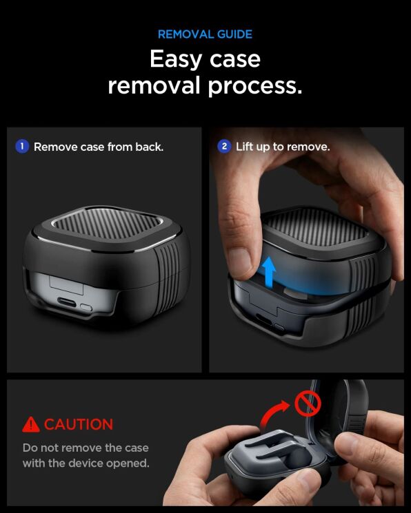 Защитный чехол Spigen Rugged Armor (FH) для Samsung Galaxy Buds 4 / Buds 4 Pro (ACS11200) - Matte Black: фото 14 из 14