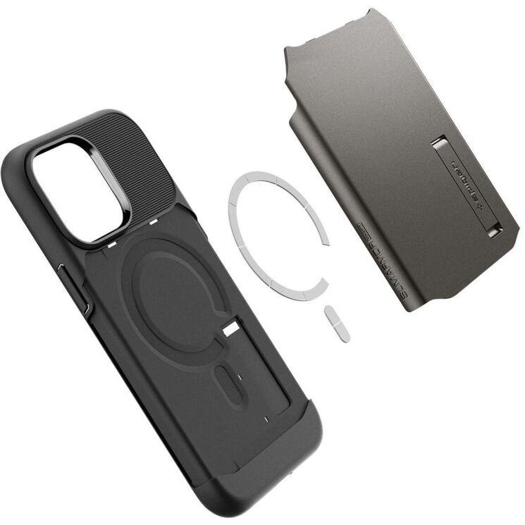 Защитный чехол Spigen (SGP) Slim Armor (MagFit) для Apple iPhone 14 Pro Max - Gunmetal: фото 6 из 10