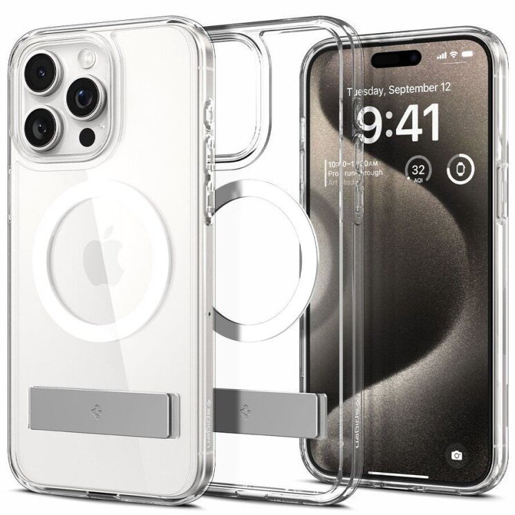 Защитный чехол Spigen (SGP) Slim Armor Essential S (MagFit) для Apple iPhone 15 Pro Max (ACS06452) - Crystal Clear: фото 1 из 18