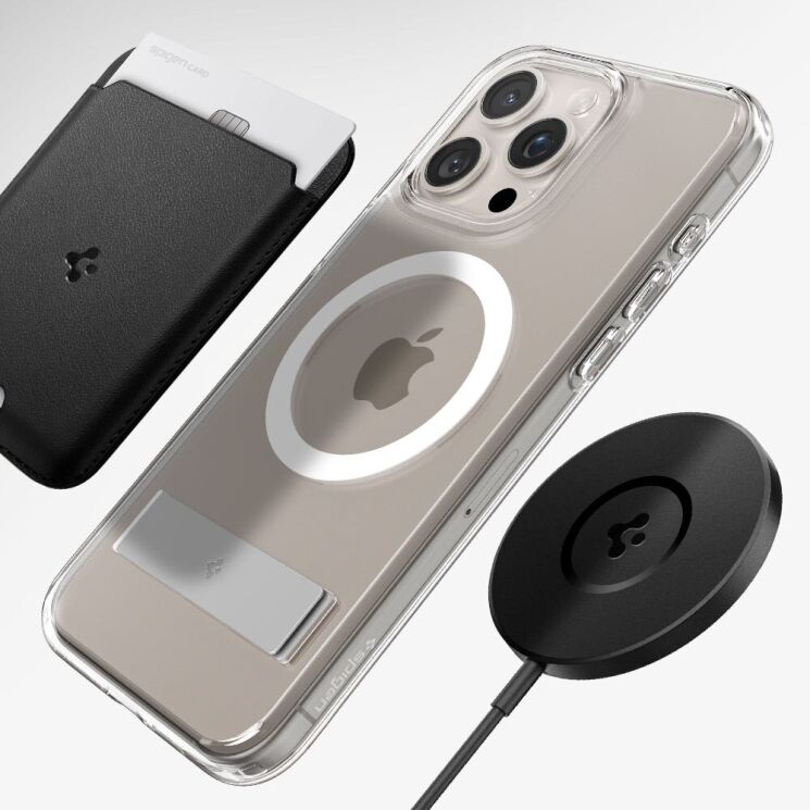 Защитный чехол Spigen (SGP) Slim Armor Essential S (MagFit) для Apple iPhone 15 Pro Max (ACS06452) - Crystal Clear: фото 12 из 18
