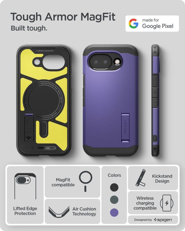 Защитный чехол Spigen Tough Armor (MagFit) для Google Pixel 10a (ACS11281) - Ash Violet: фото 8 из 13