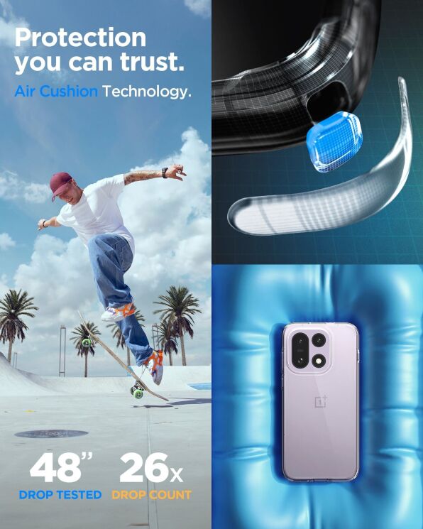 Защитный чехол Spigen Ultra Hybrid для OnePlus 15 (ACS09785) - Crystal Clear: фото 13 из 16