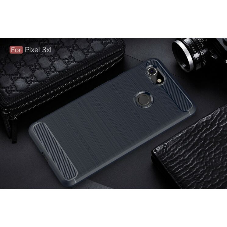 Защитный чехол UniCase Carbon для Google Pixel 3 XL - Dark Blue: фото 2 из 10