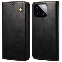 Защитный чехол UniCase Leather Wallet для Xiaomi Poco F6 Pro - Black: фото 1 из 7