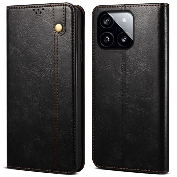 Защитный чехол UniCase Leather Wallet для Xiaomi Poco F6 Pro - Black: фото 1 из 7