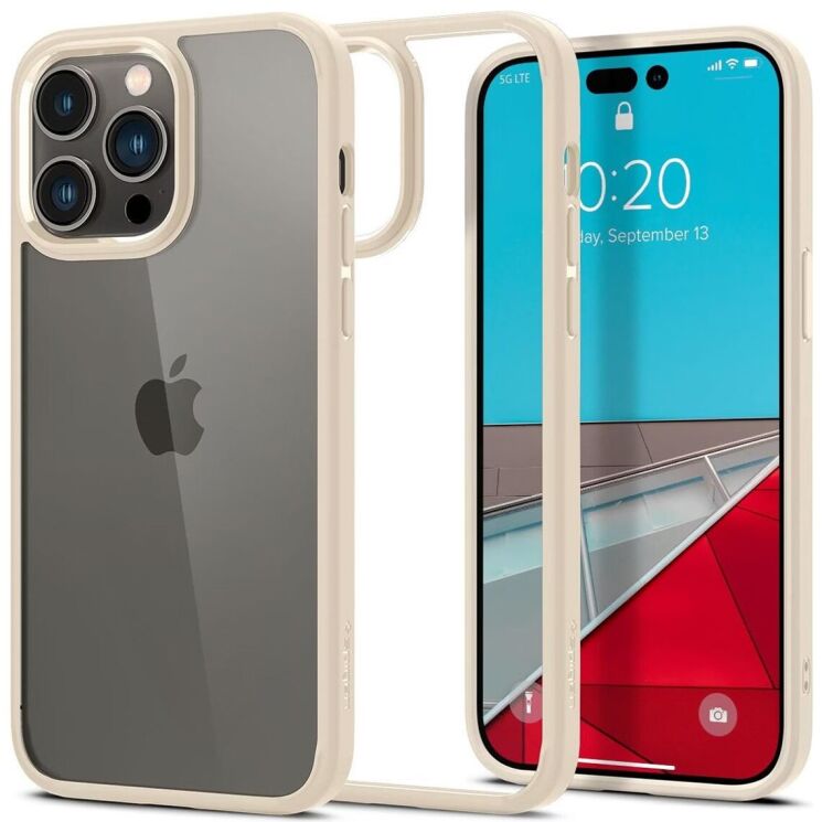 Защитный чехол Spigen (SGP) Crystal Hybrid для Apple iPhone 14 Pro Max - Sand Beige: фото 1 из 7