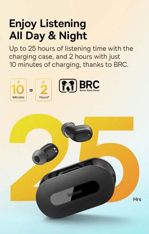 Беспроводные наушники Baseus EZ10 (A00054300116-Z1) - Black: фото 15 из 26