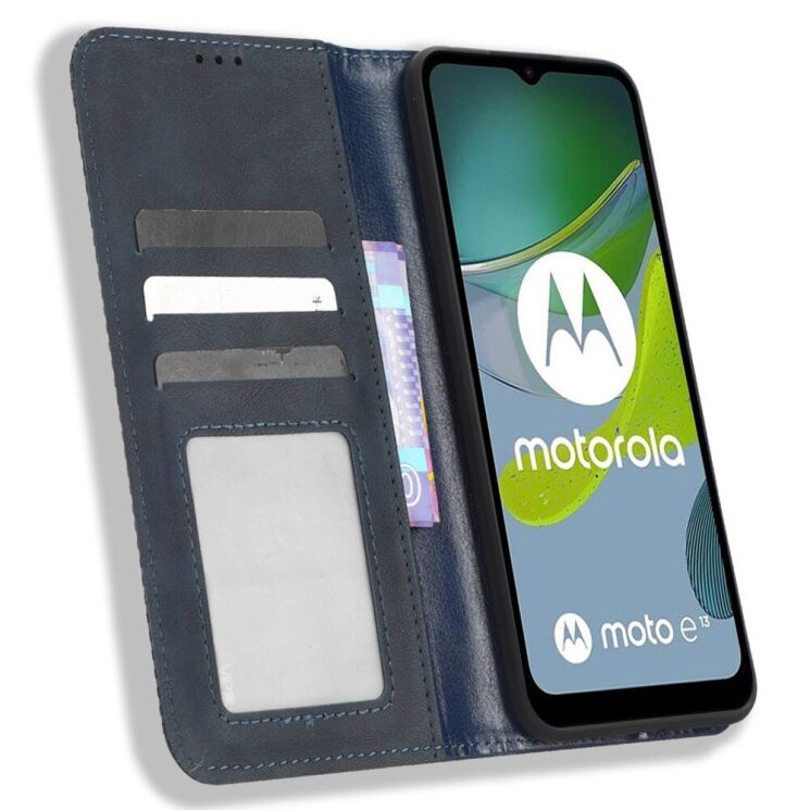Чехол Deexe Retro Style для Motorola Moto E13 - Blue: фото 2 из 7