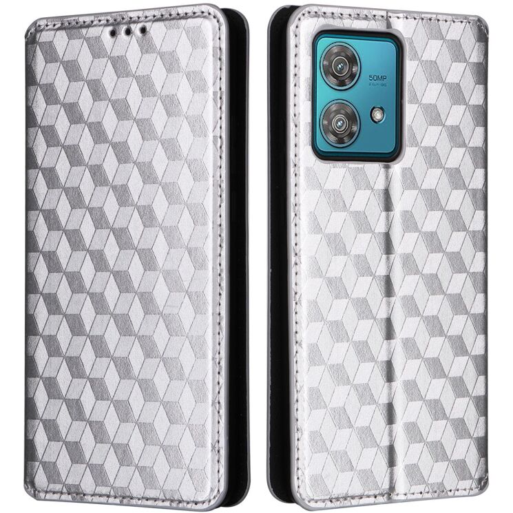 Чохол Deexe Rhombus Book для Motorola Edge 40 Neo - Silver: фото 1 з 6