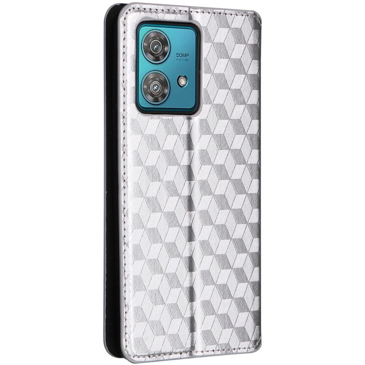 Чохол Deexe Rhombus Book для Motorola Edge 40 Neo - Silver: фото 6 з 6