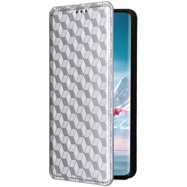 Чохол Deexe Rhombus Book для Motorola Edge 40 Neo - Silver: фото 5 з 6