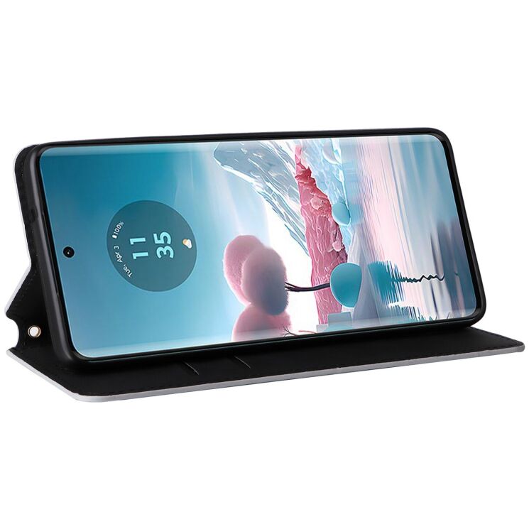 Чохол Deexe Rhombus Book для Motorola Edge 40 Neo - Silver: фото 3 з 6