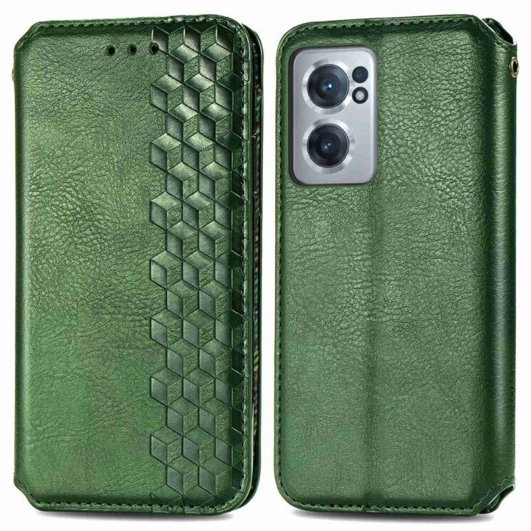 Чехол Deexe Rhombus Wallet для OnePlus Nord CE 2 - Green: фото 1 из 8