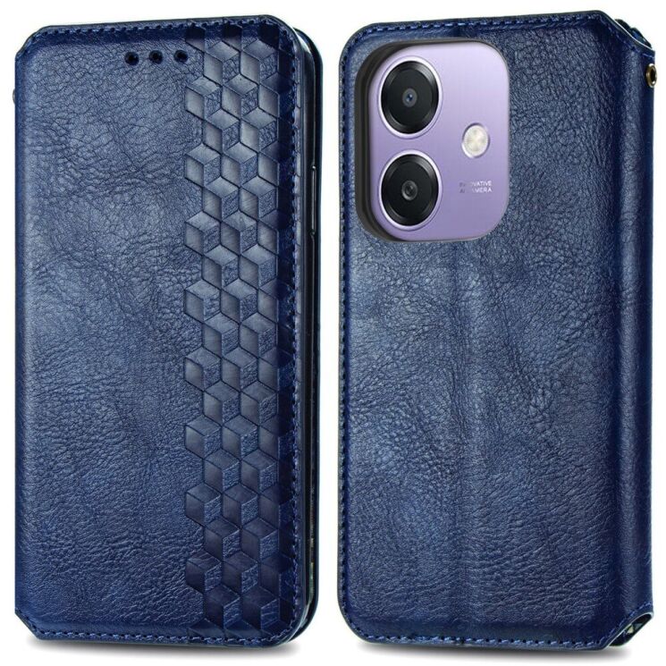 Чехол Deexe Rhombus Wallet для OPPO A3x / A3 / A40m - Blue: фото 1 из 9