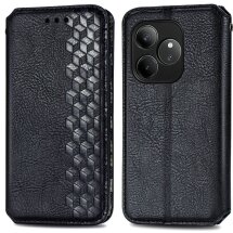 Чехол Deexe Rhombus Wallet для Realme GT 6 - Black: фото 1 из 7