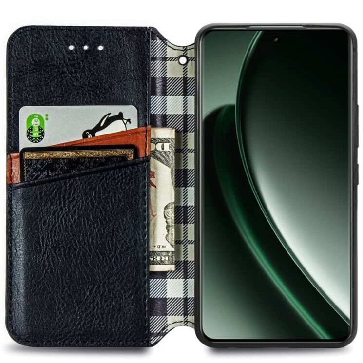 Чехол Deexe Rhombus Wallet для Realme GT 6 - Black: фото 2 из 7