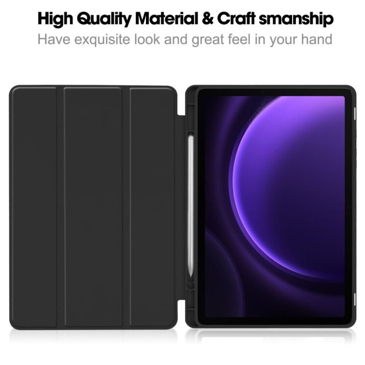 Чехол Deexe Smart Case для Samsung Galaxy Tab S9 FE (X510/516) / Tab S10 FE (X520/526) - Black: фото 4 из 10