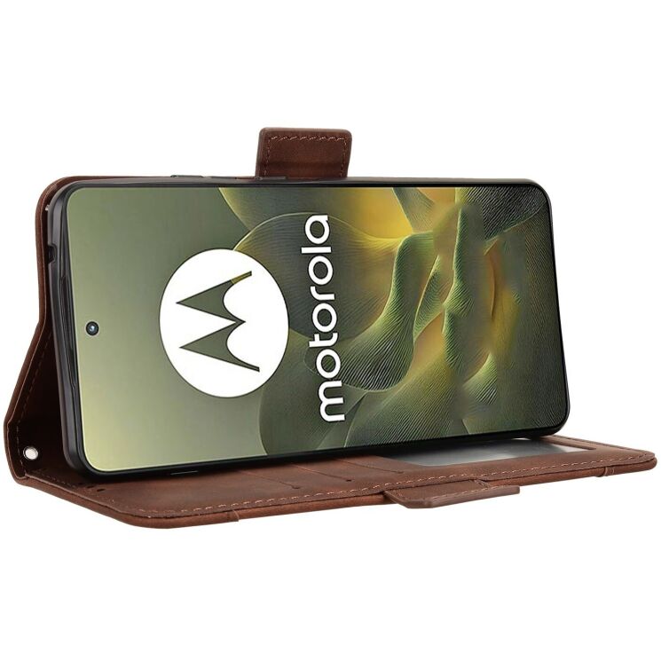 Чохол-книжка з кишеньками Deexe Wallet Stand для Motorola Edge 70 - Brown: фото 6 з 15