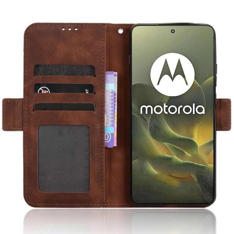 Чохол-книжка з кишеньками Deexe Wallet Stand для Motorola Edge 70 - Brown: фото 5 з 15